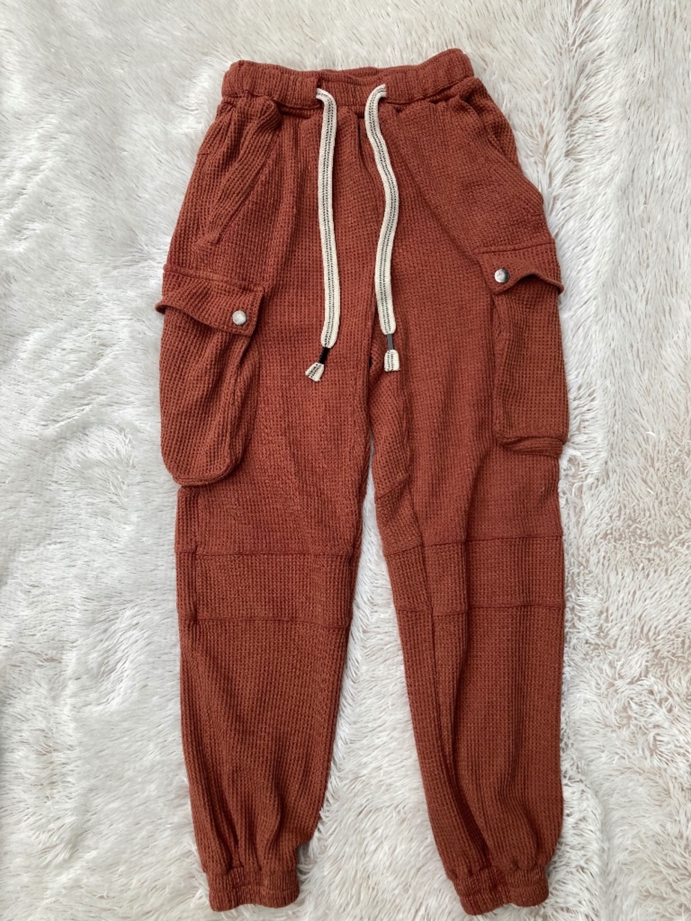 POL Waffle Knit Slouchy Cargo Joggers Womens Size Small